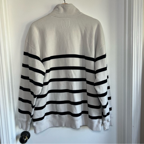Abercrombie & Fitch White Black Stripe Half Zip Up Pullover, Size Large. - Picture 10 of 11